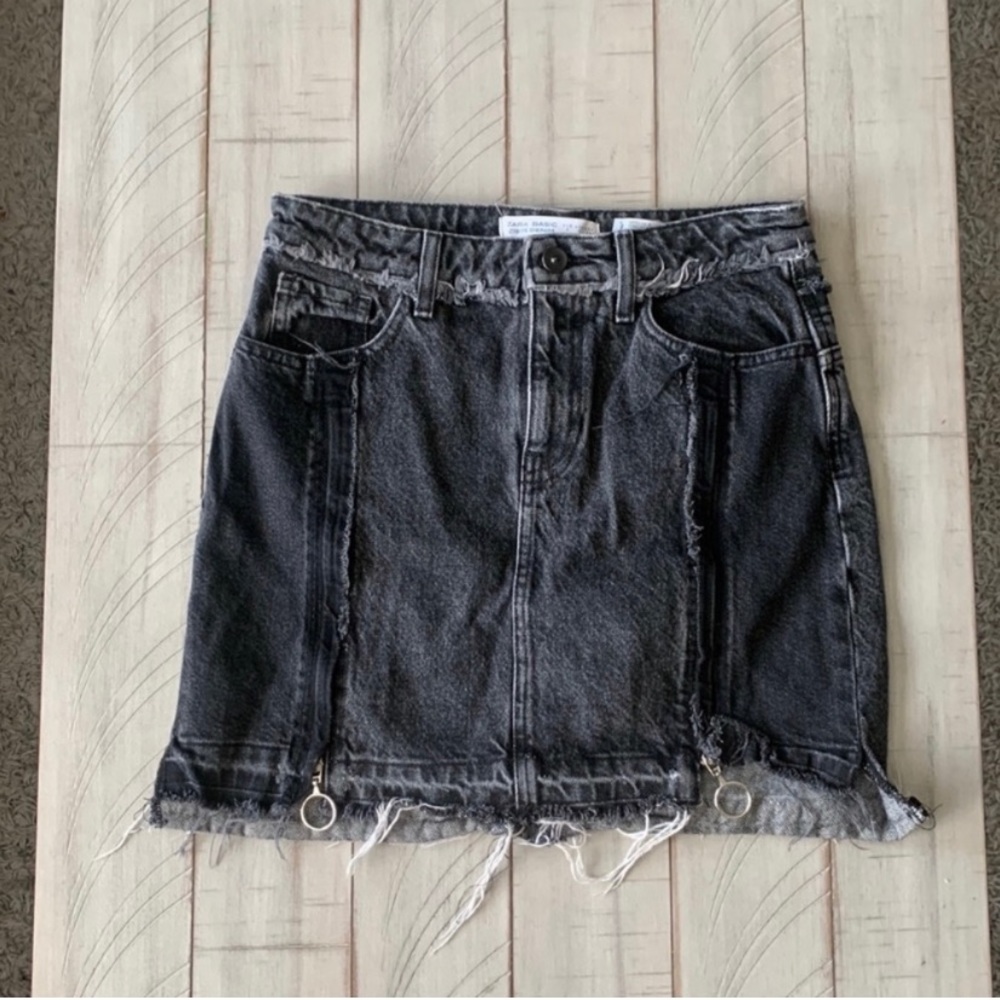 Zara Black Distressed Mini Skirt